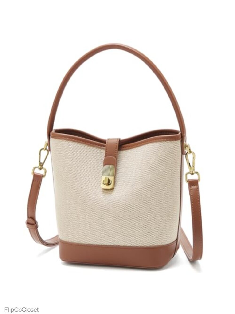 Coated Canvas Bucket Bag Women Crossbody Purse with Adjustable Strap